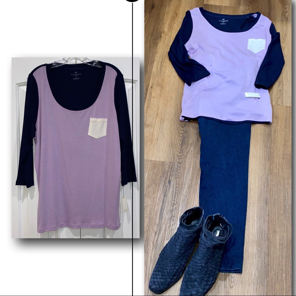Talbot's Purple/Navy Tee NWT
